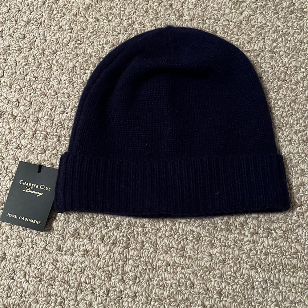 navy cashmere hat - charter club